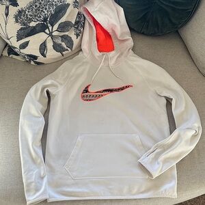 Nike Light Gray Hoodie with Red Swoosh